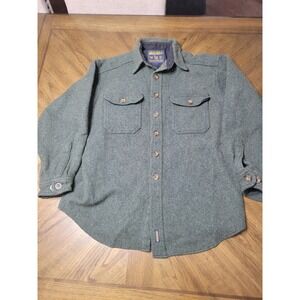WOOLRICH Mens Green wool Blend Button Up Shirt Jacket Size M
